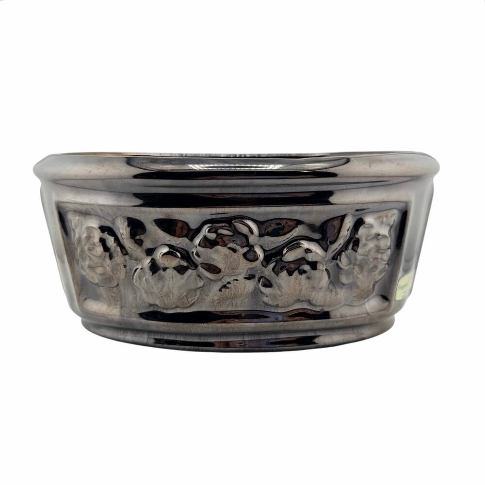 Haeger Pottery Metallic Bronze Copper Luster Ceramic Oval Planter Floral Design